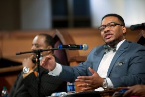 Georgia NAACP president Francys Johnson speaks during a town hall meeting sponsored by Georgia Charter Schools Association and GeorgiaCAN at Ebenezer Baptist Church on Friday, Jan. 13, 2017, in Atlanta. (Branden Camp/AP Images for Georgia Charter Schools Association)