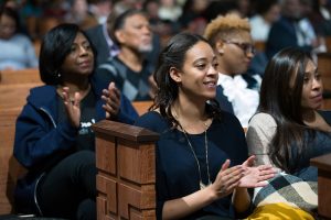 People clap during a town hall meeting sponsored by Georgia Charter Schools Association and GeorgiaCAN at Ebenezer Baptist Church on Friday, Jan. 13, 2017, in Atlanta. (Branden Camp/AP Images for Georgia Charter Schools Association)