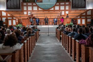 Panelist talk during a town hall meeting sponsored by Georgia Charter Schools Association and GeorgiaCAN at Ebenezer Baptist Church on Friday, Jan. 13, 2017, in Atlanta. (Branden Camp/AP Images for Georgia Charter Schools Association)