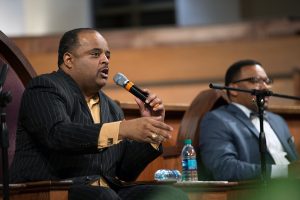 Journalist Roland S. Martin talks during a town hall meeting sponsored by Georgia Charter Schools Association and GeorgiaCAN at Ebenezer Baptist Church on Friday, Jan. 13, 2017, in Atlanta. (Branden Camp/AP Images for Georgia Charter Schools Association)