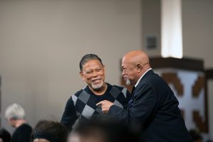 People talk before a town hall meeting sponsored by Georgia Charter Schools Association and GeorgiaCAN at Ebenezer Baptist Church on Friday, Jan. 13, 2017, in Atlanta. (Branden Camp/AP Images for Georgia Charter Schools Association)