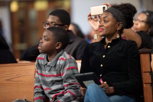 People listen to panelist talk during a town hall meeting sponsored by Georgia Charter Schools Association and GeorgiaCAN at Ebenezer Baptist Church on Friday, Jan. 13, 2017, in Atlanta. (Branden Camp/AP Images for Georgia Charter Schools Association)