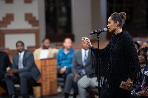 People line up to ask the panelist questions during a town hall meeting sponsored by Georgia Charter Schools Association and GeorgiaCAN at Ebenezer Baptist Church on Friday, Jan. 13, 2017, in Atlanta. (Branden Camp/AP Images for Georgia Charter Schools Association)