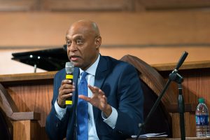 Kevin Chavous, national education expert, talks during a town hall meeting sponsored by Georgia Charter Schools Association and GeorgiaCAN at Ebenezer Baptist Church on Friday, Jan. 13, 2017, in Atlanta. (Branden Camp/AP Images for Georgia Charter Schools Association)