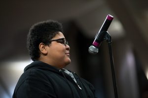 A young student ask a question during a town hall meeting sponsored by Georgia Charter Schools Association and GeorgiaCAN at Ebenezer Baptist Church on Friday, Jan. 13, 2017, in Atlanta. (Branden Camp/AP Images for Georgia Charter Schools Association)